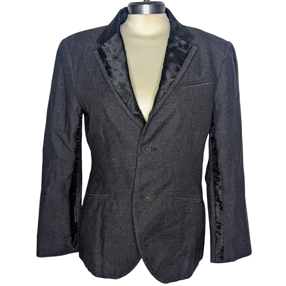 Armani Exchange Blazer 38 Short 2 tone Gray Black Notched lapel 2 button closure